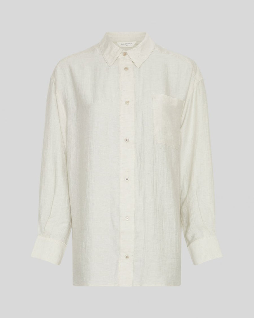 Chemise oversized en lin mélangé écru