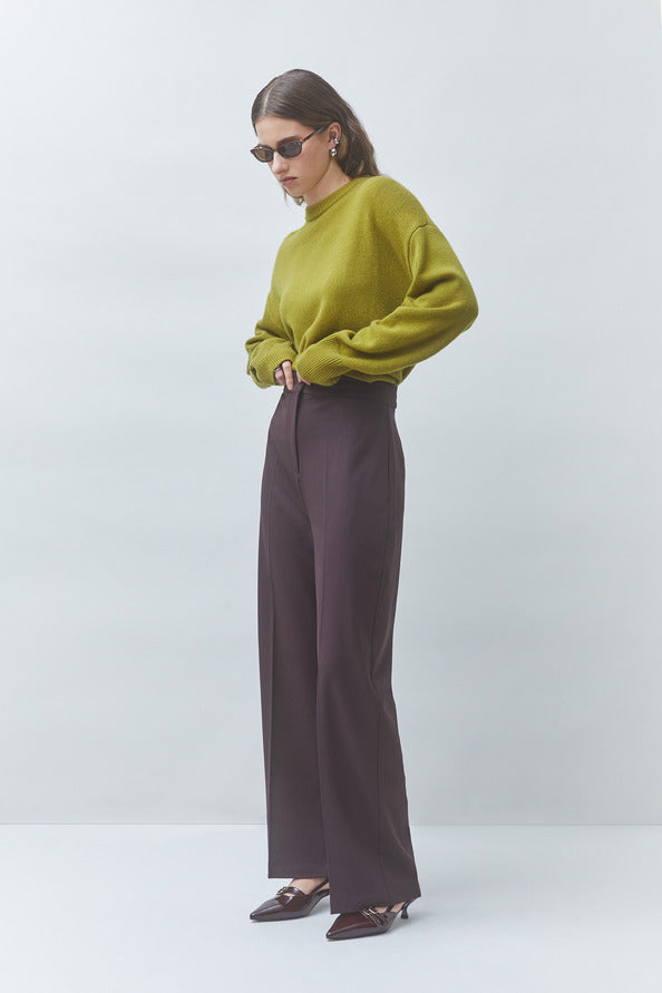 Pantalon tailleur prune
