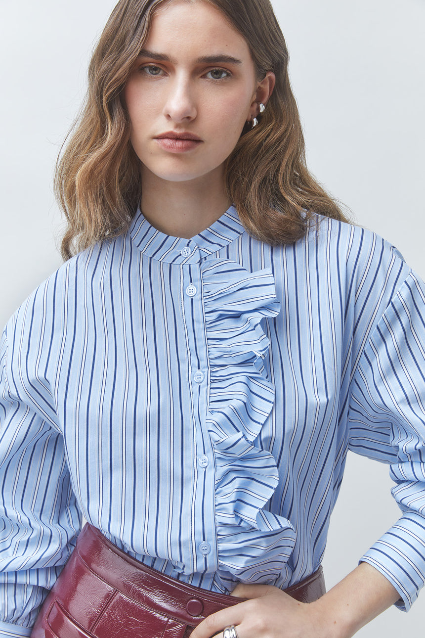 Chemise rayée à volants