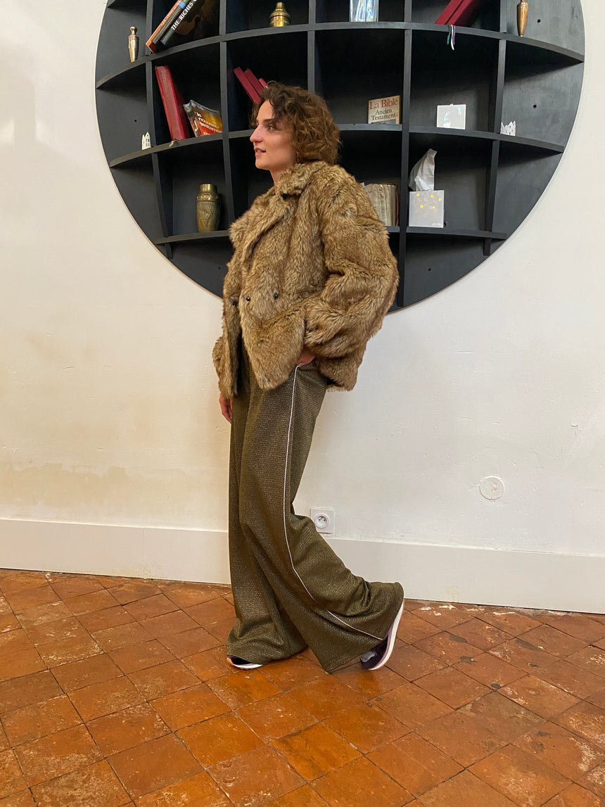 Pantalon large en maille brillante