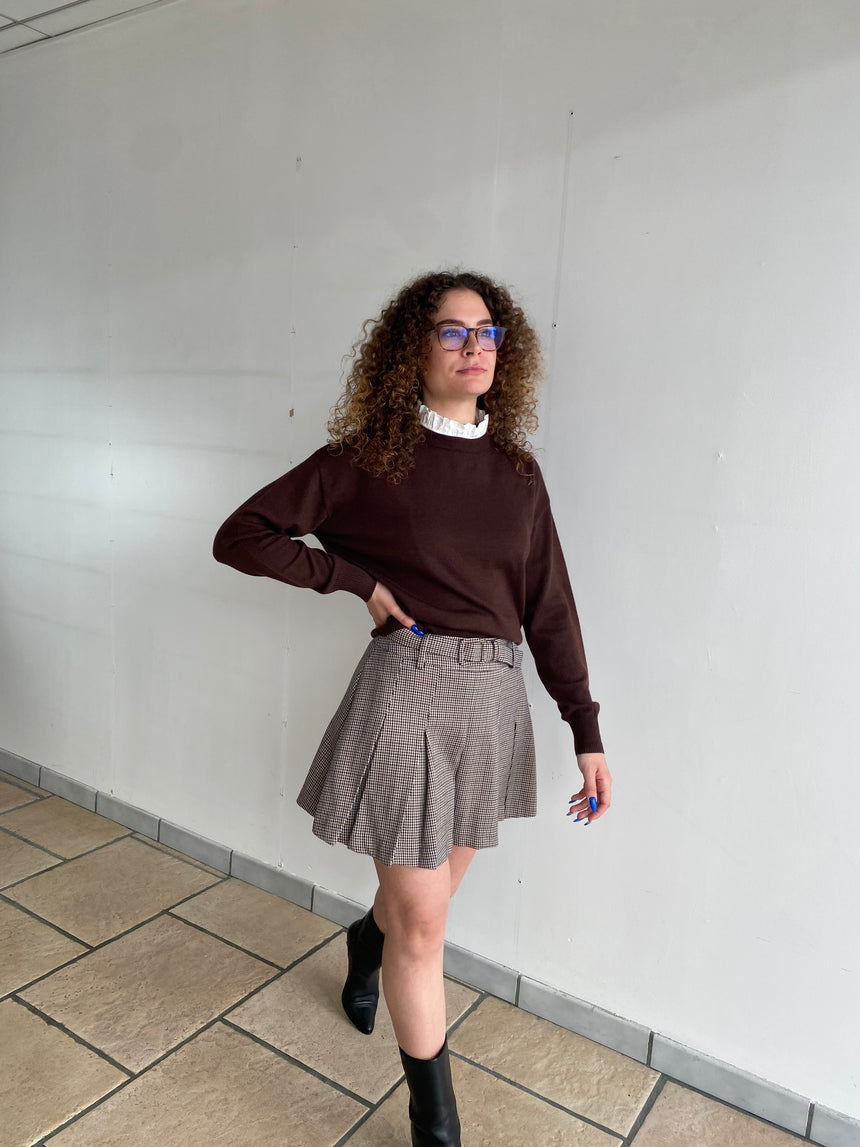 Short jupe plissée petits carreaux