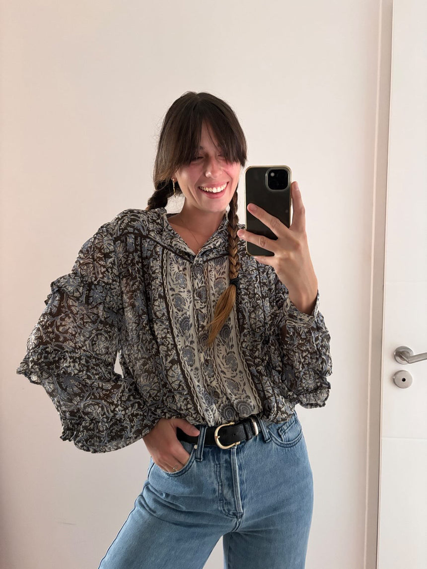Blouse imprimée volants