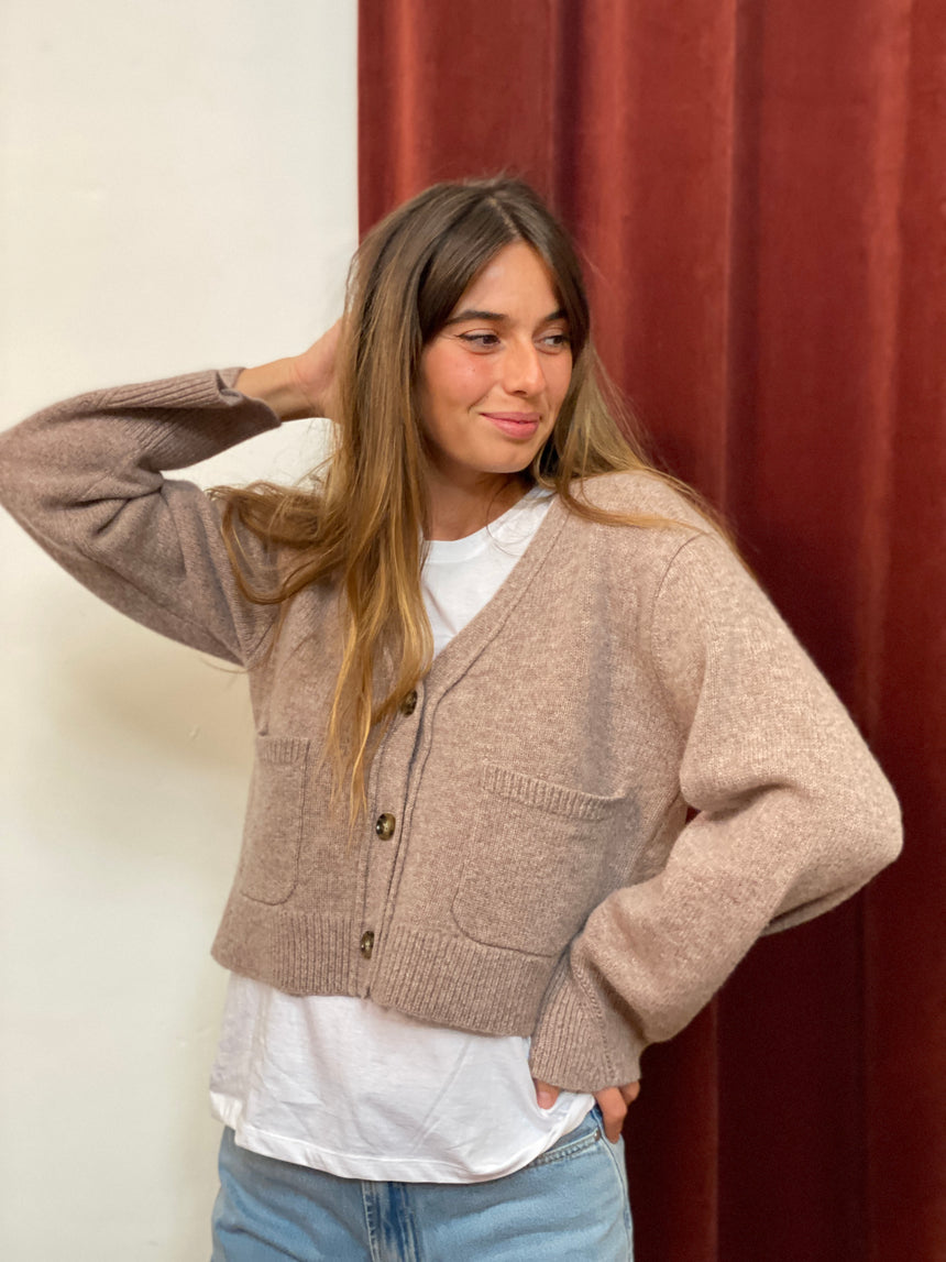 Cardigan beige taupe