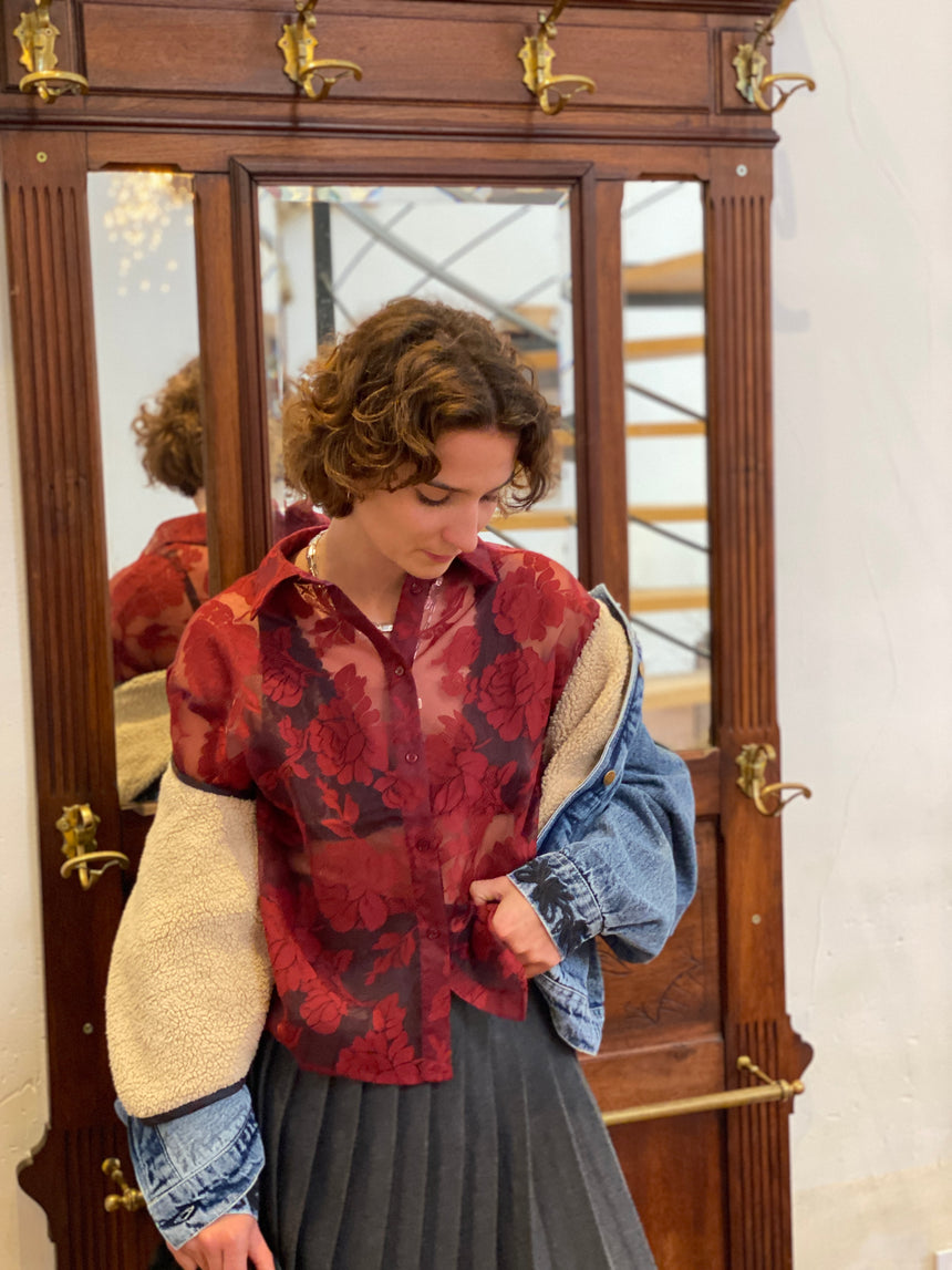 Chemisier transparent bordeaux