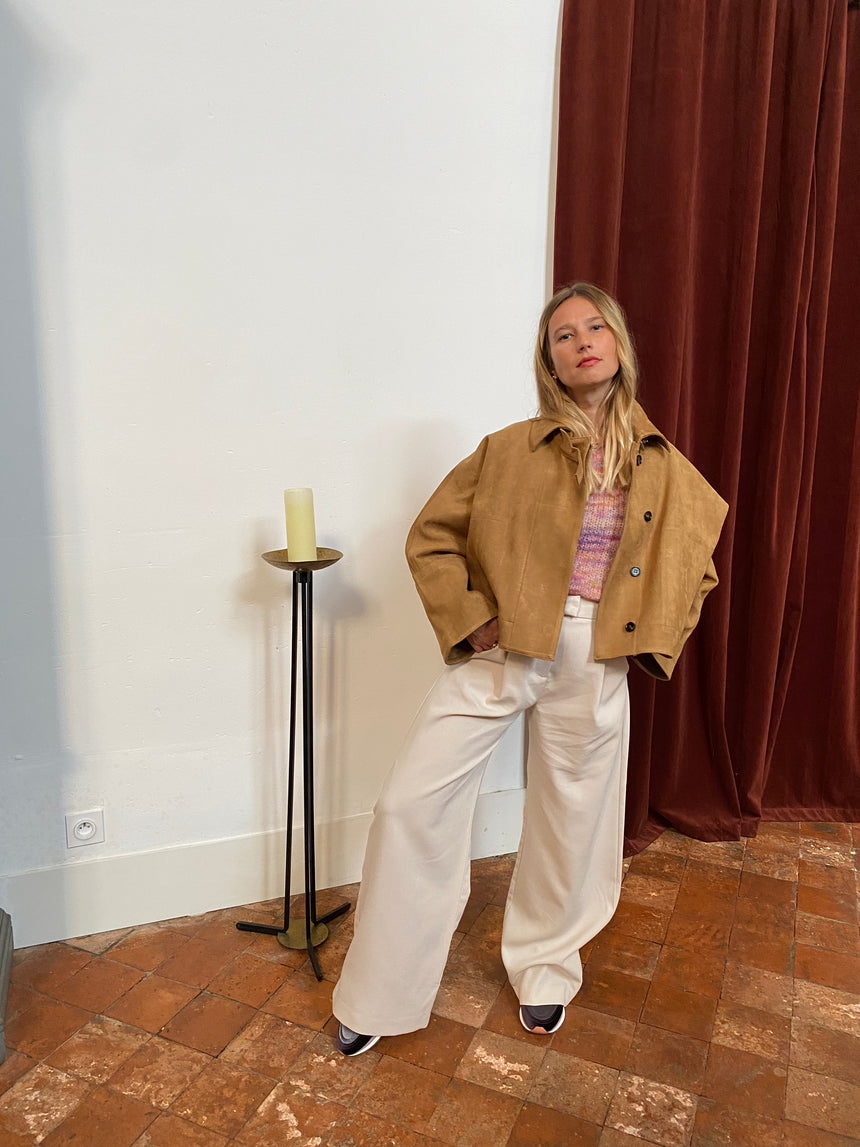 Pantalon large écru