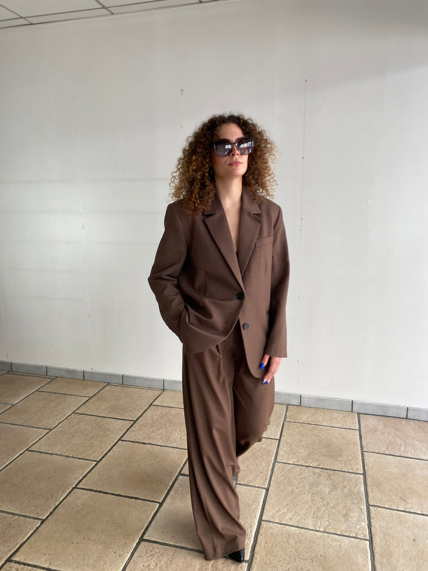 Veste tailleur oversized chocolat