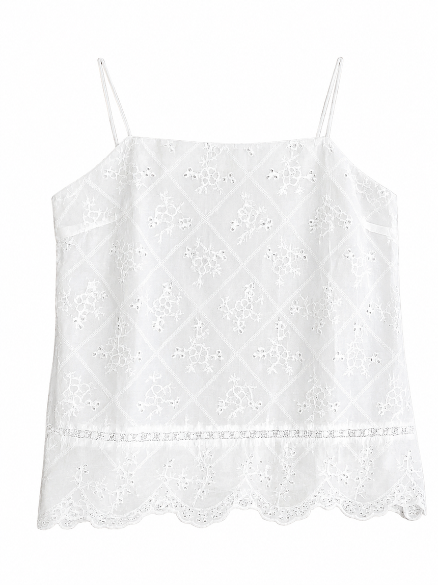 Top brodé blanc