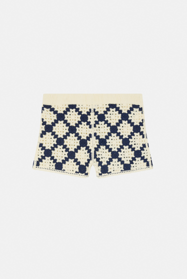 Short en maille crochet bicolore