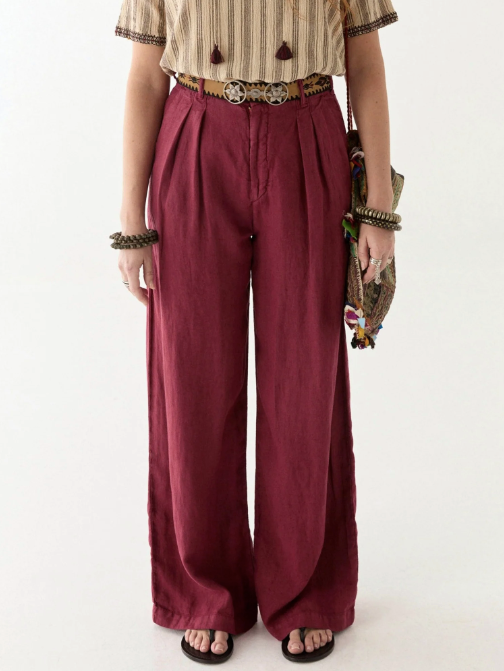 Pantalon large en lin