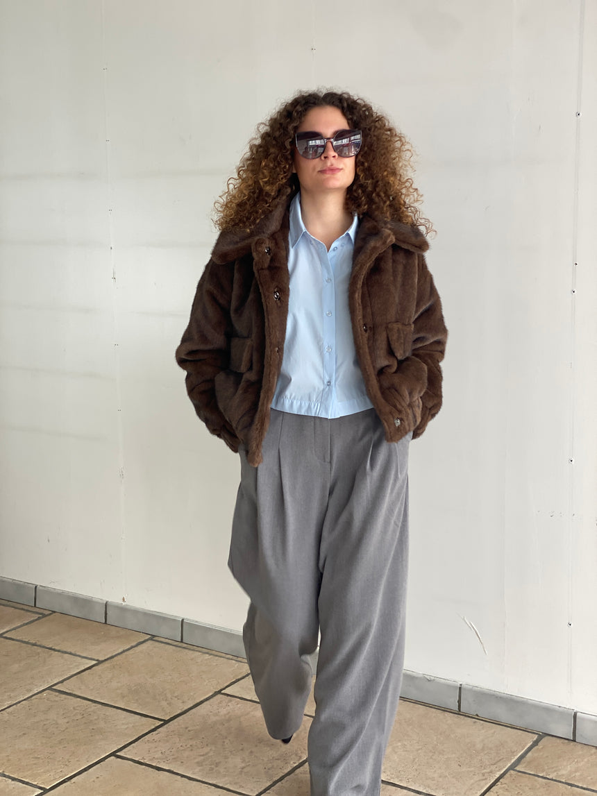Blouson en fausse fourrure chocolat