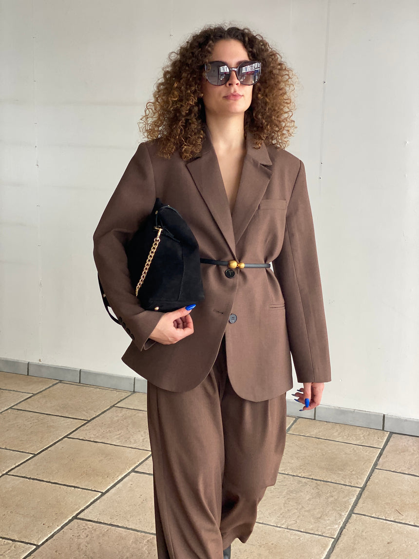Veste tailleur oversized chocolat