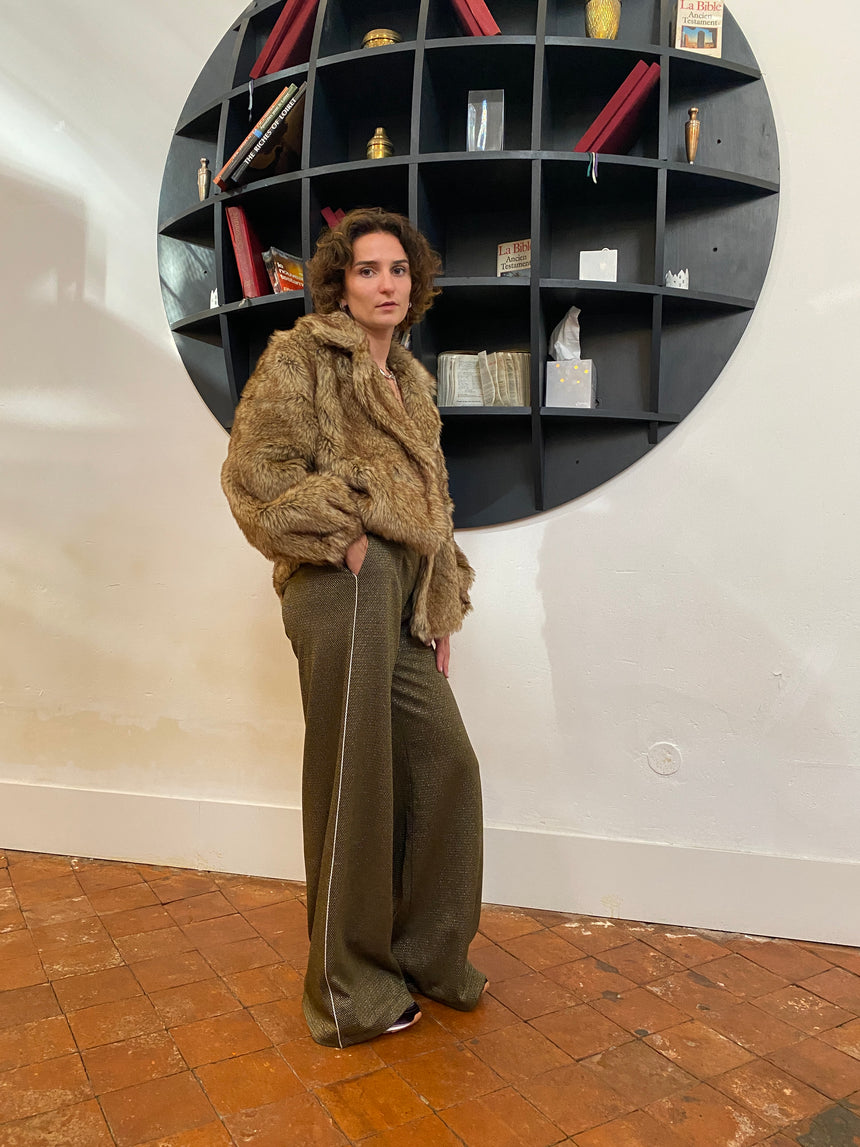 Pantalon large en maille brillante