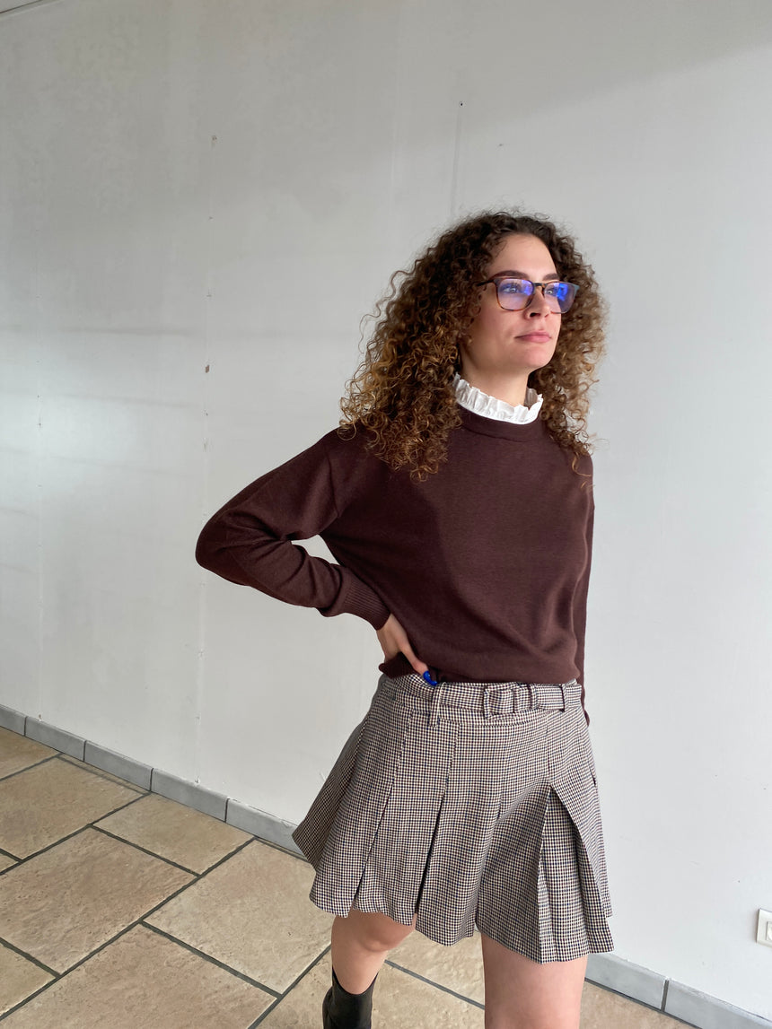 Short jupe plissée petits carreaux