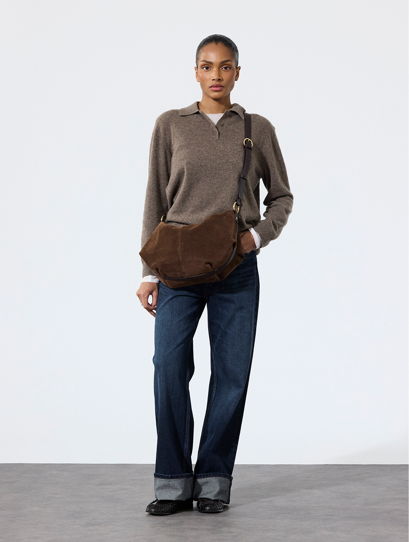 Sac en cuir suède choco