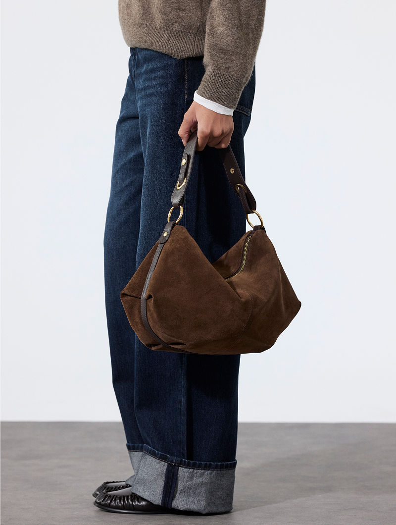Sac en cuir suède choco