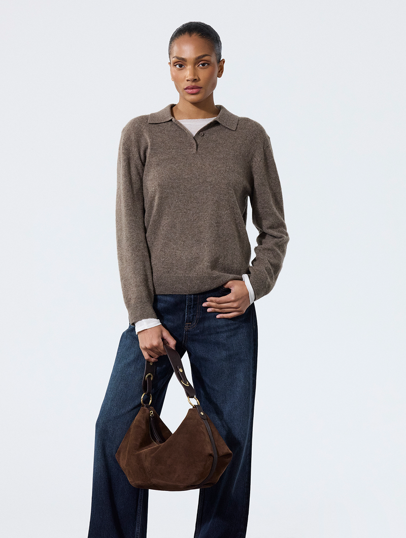 Sac en cuir suède choco