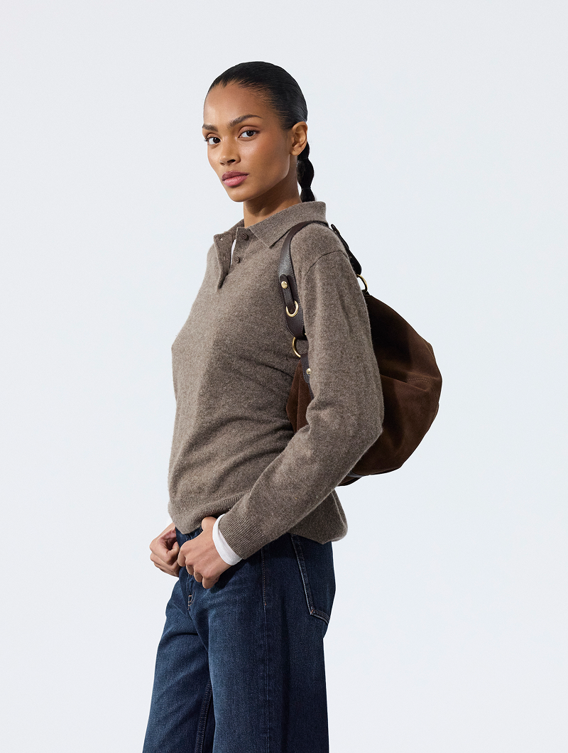 Sac en cuir suède choco