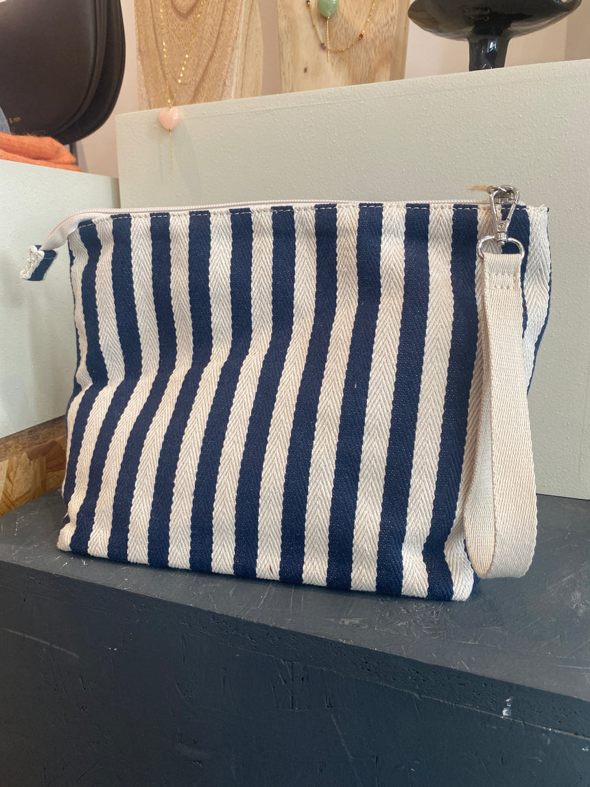 Trousse en coton sergé rayée