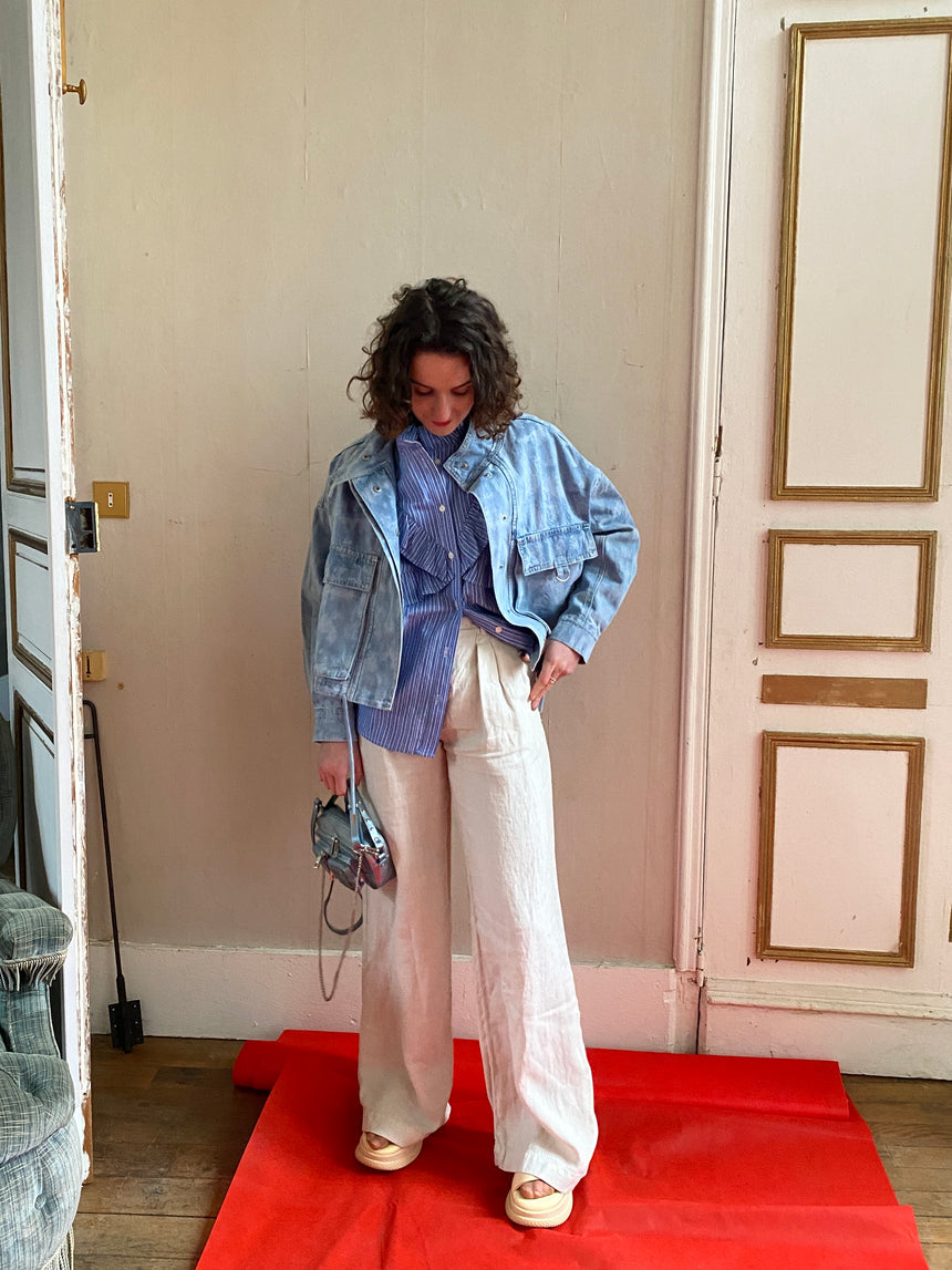 Pantalon large en lin