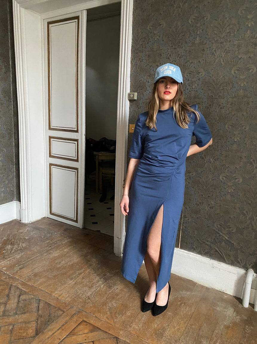 Robe midi ajustée bleue