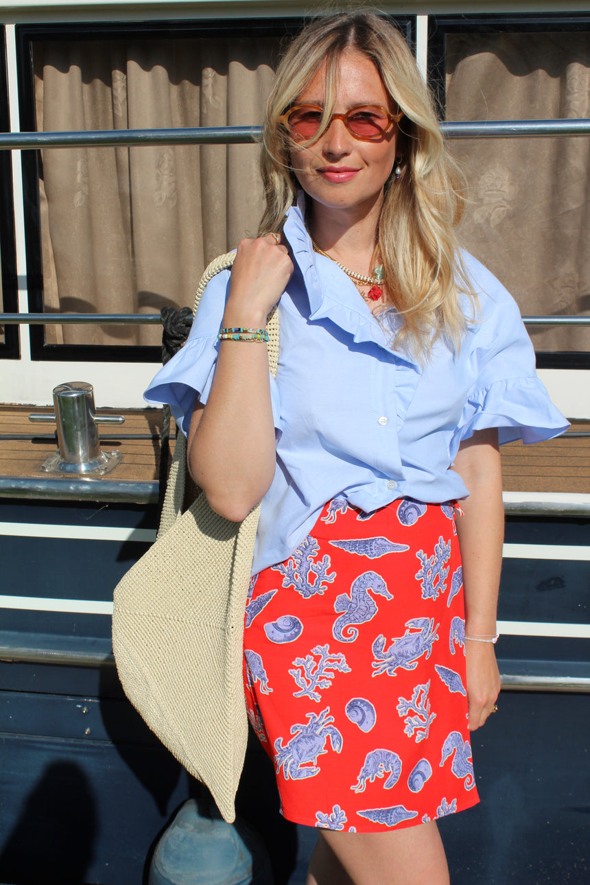 Short jupe imprimé coquillages