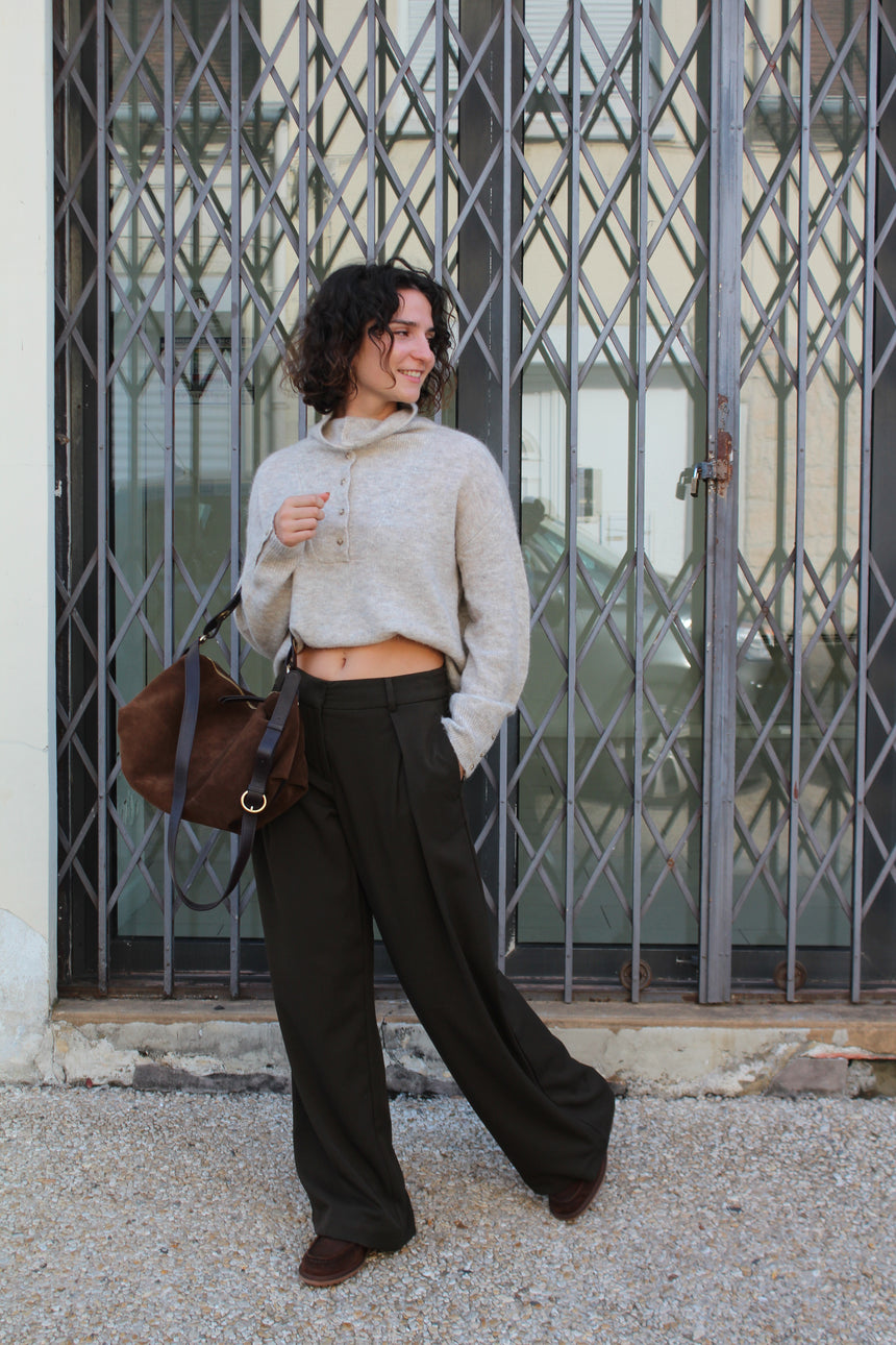 Pantalon ample kaki sombre