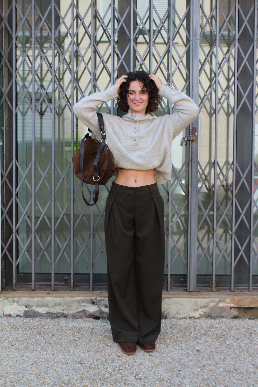 Pantalon ample kaki sombre