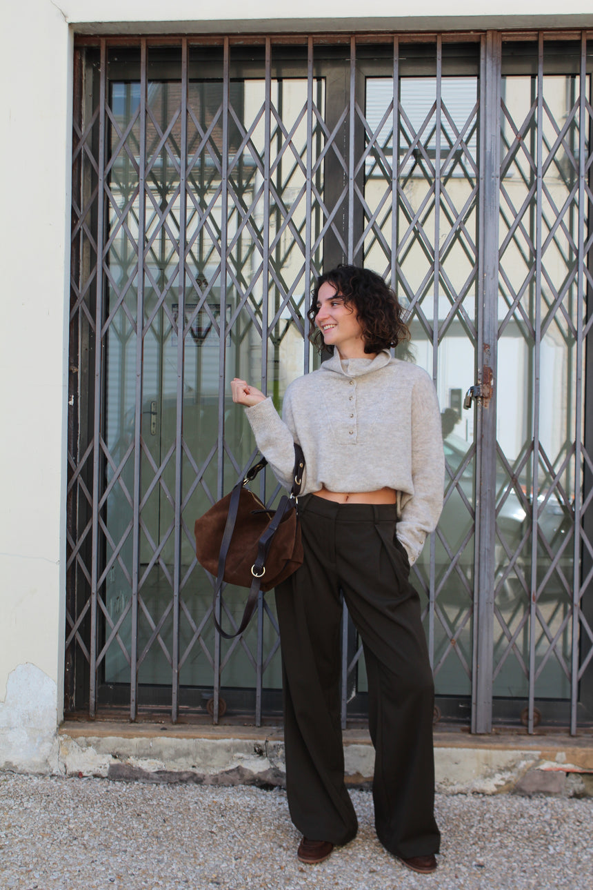 Pantalon ample kaki sombre