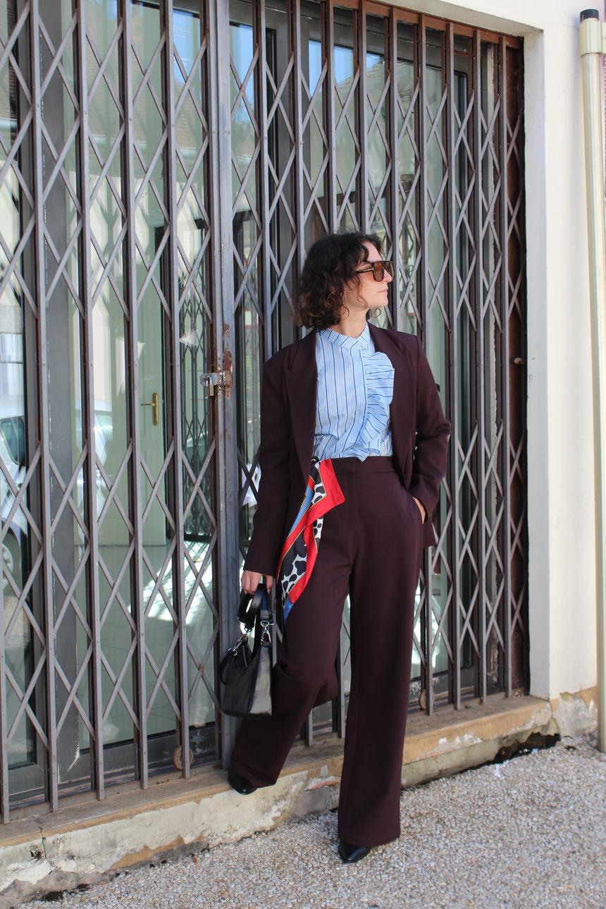 Pantalon tailleur prune