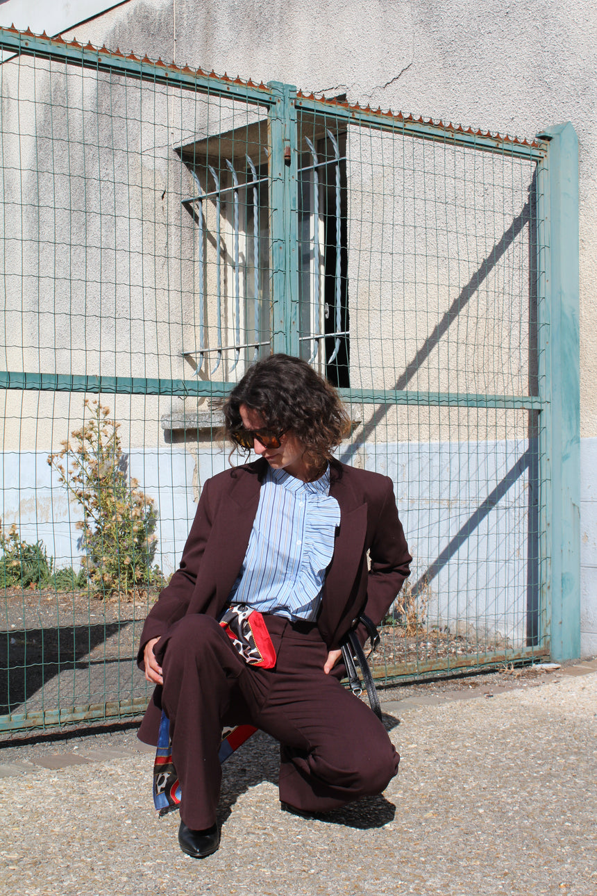 Chemise rayée à volants