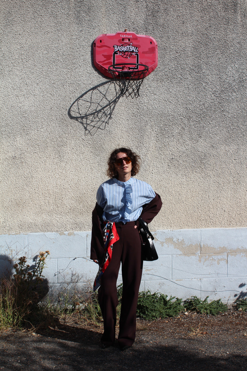 Chemise rayée à volants
