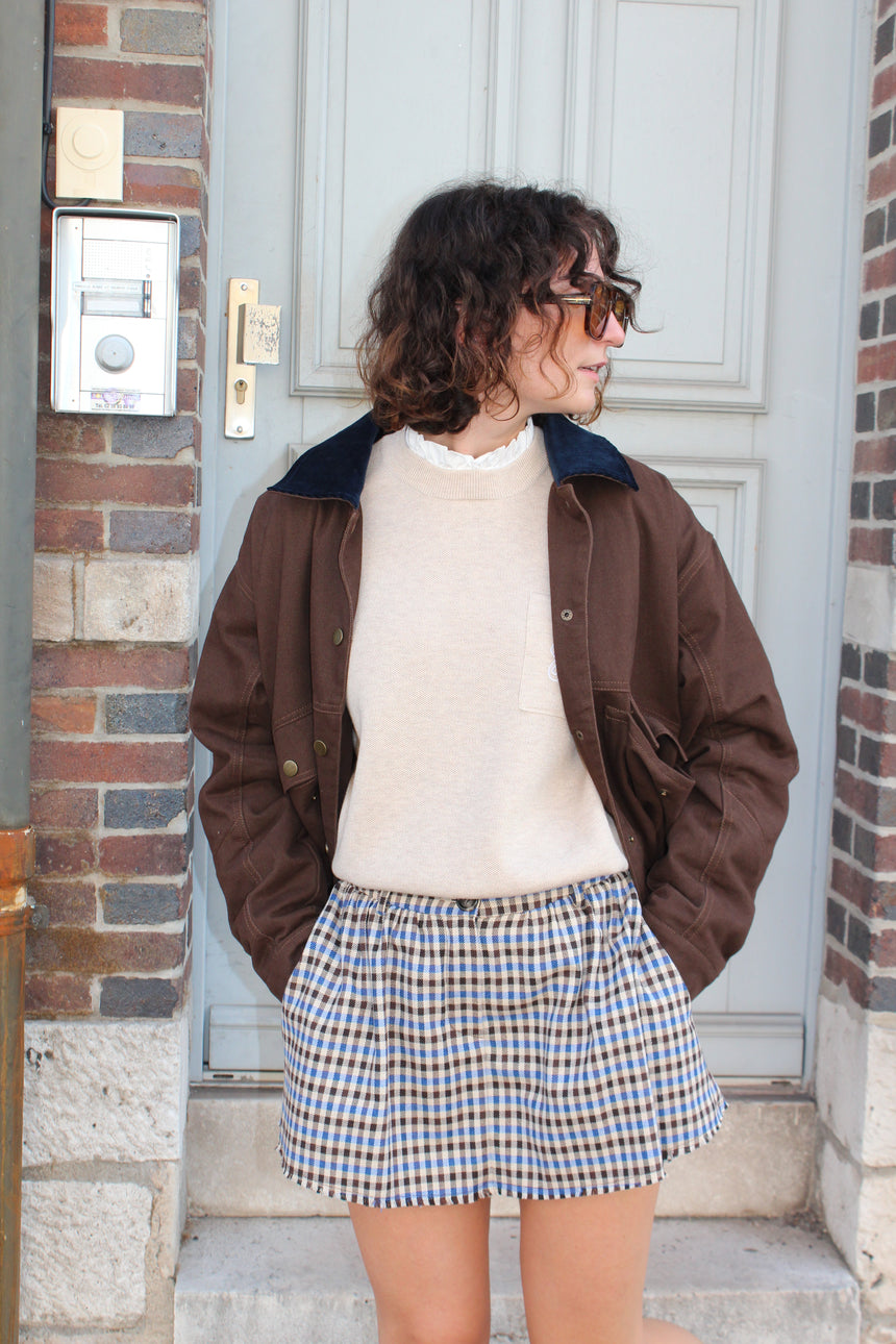Pull beige col amovible