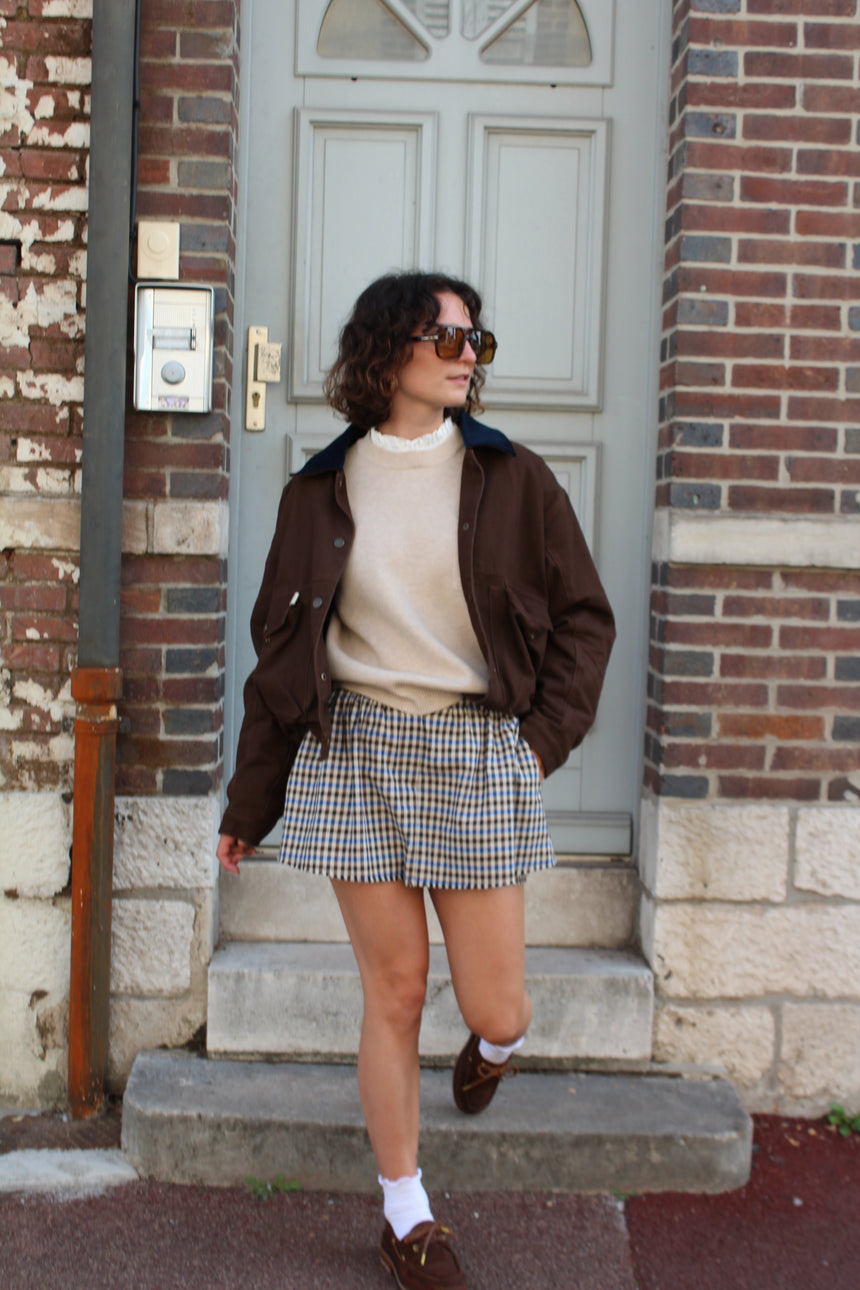 short jupe à petits carreaux