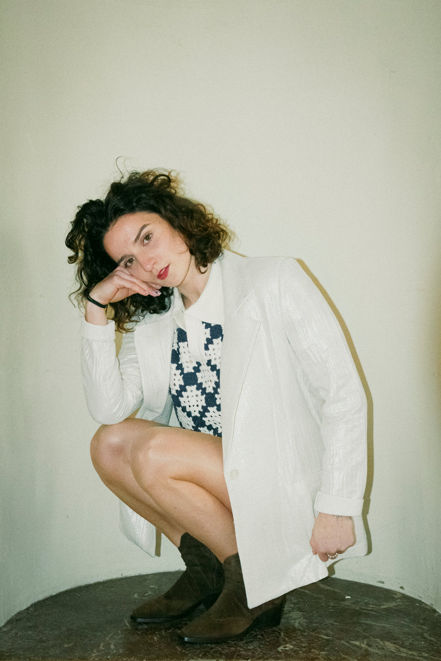 Short en maille crochet bicolore