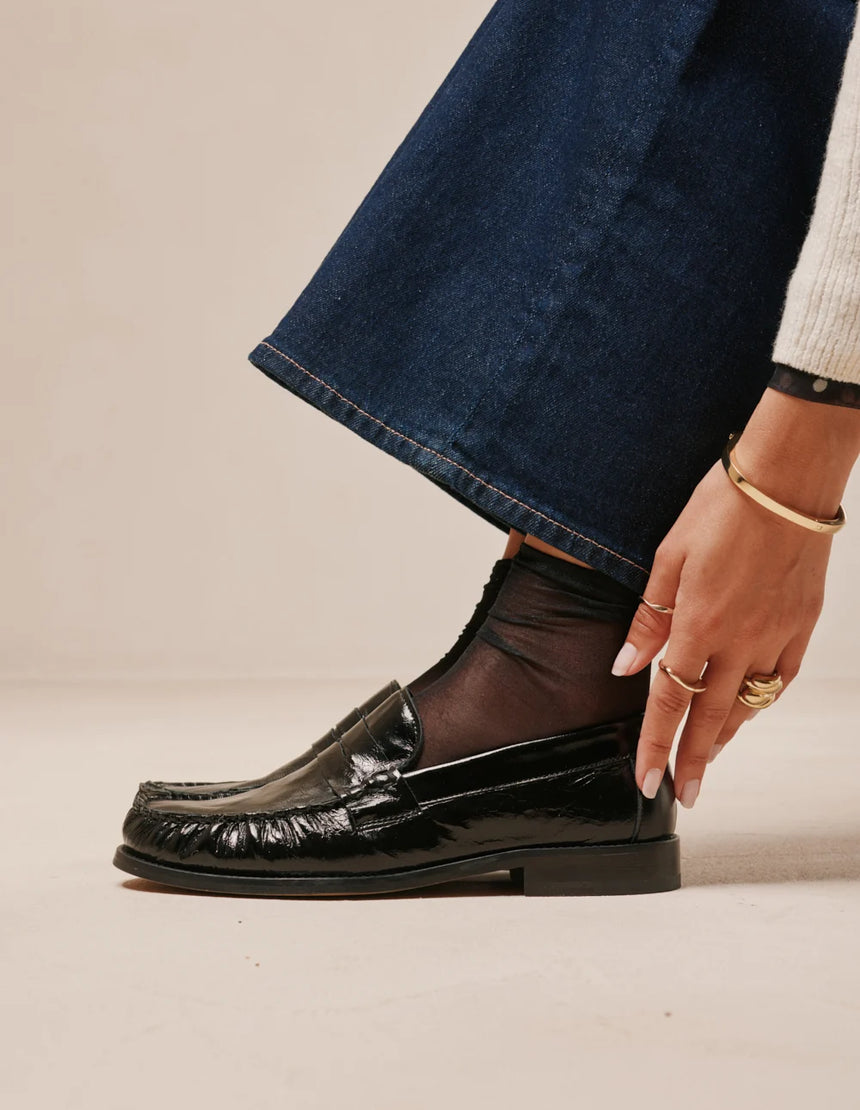 Mocassin en cuir plissé