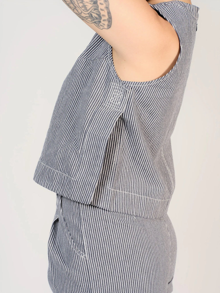 top en jean rayé