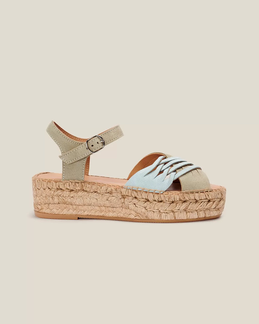 Espadrilles en corde compensée en suede