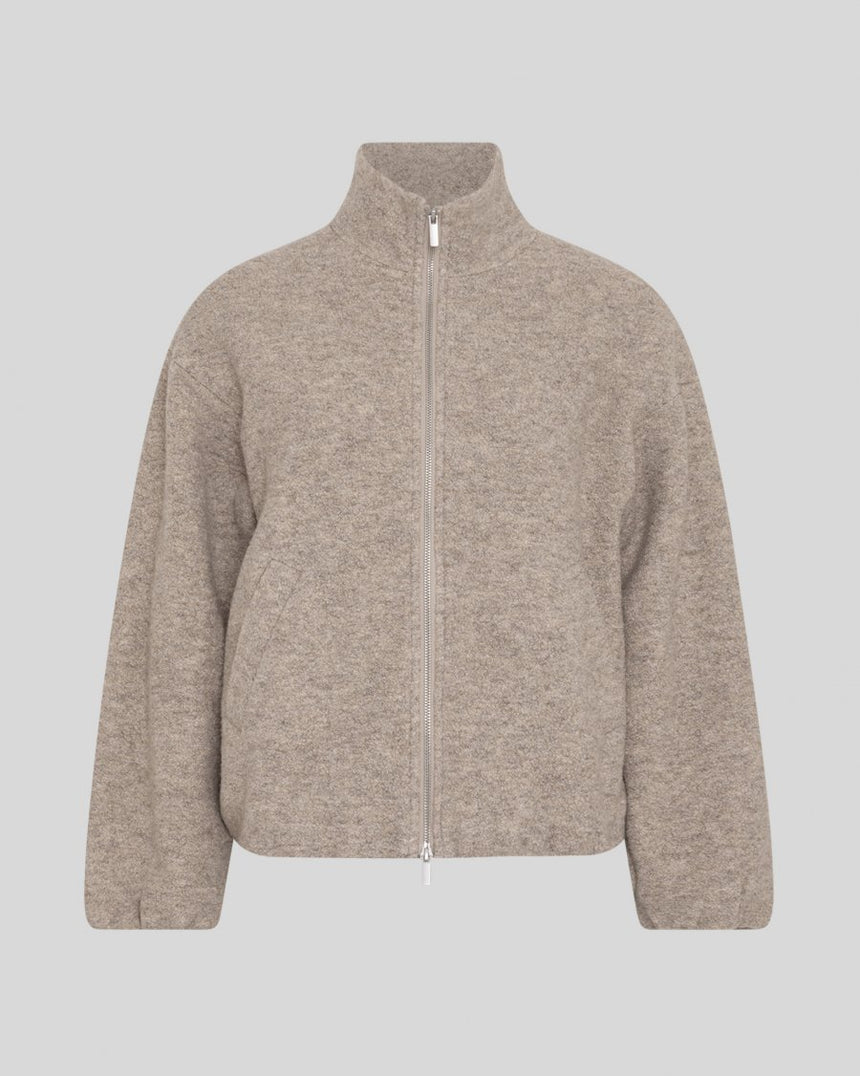 blouson en bouclette beige chiné