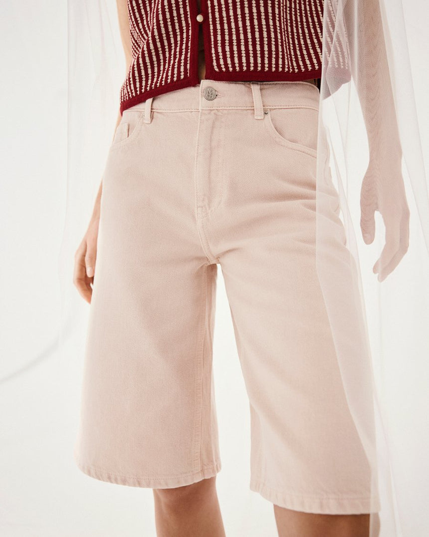 Bermuda en jean rose pale