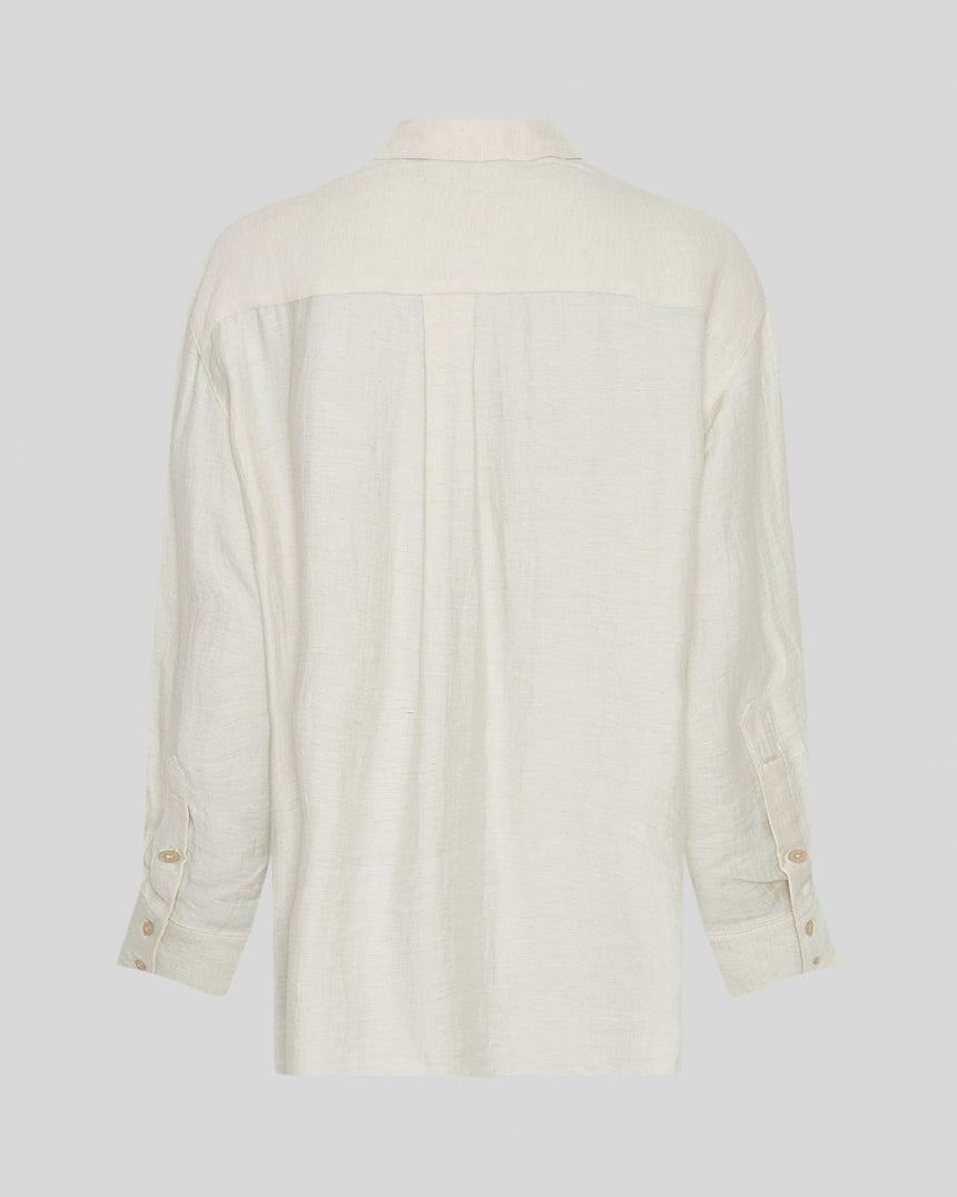 Chemise oversized en lin mélangé écru